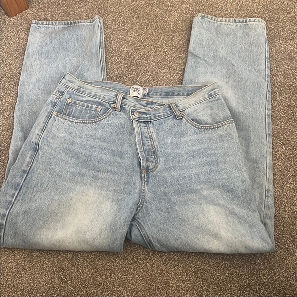 Princess Polly Asymmetrical Straight Leg Jeans